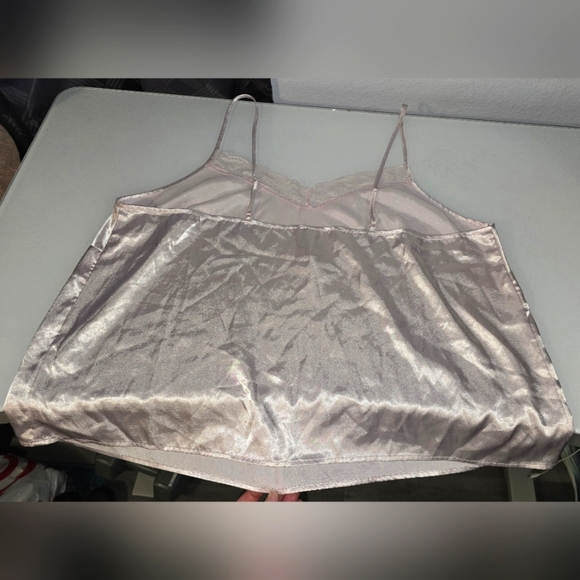 Adore Me Satin Luana Pajama Cami & Short Set Light Pink & Floral Purple Plus 2X - Picture 12 of 13